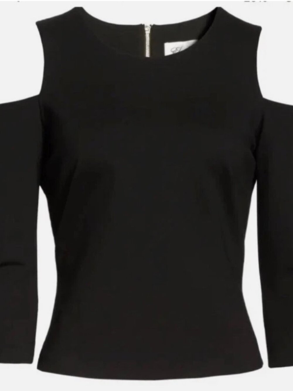 Eliza J Cold Shoulder Black Fitted Top Nordstrom size 14